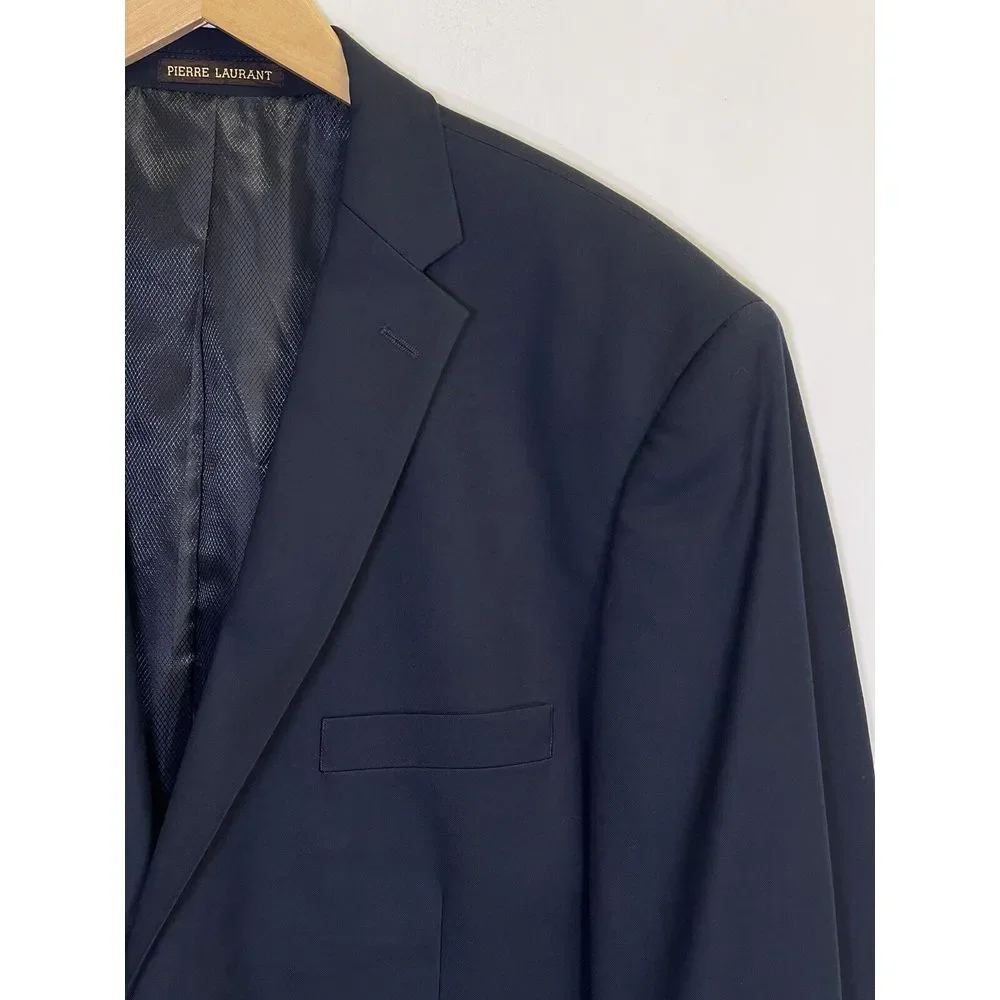 Pierre Laurant Blazer Men's 44L Navy Blue Suit Jacket Edward 2B‎ Highteck Fabric